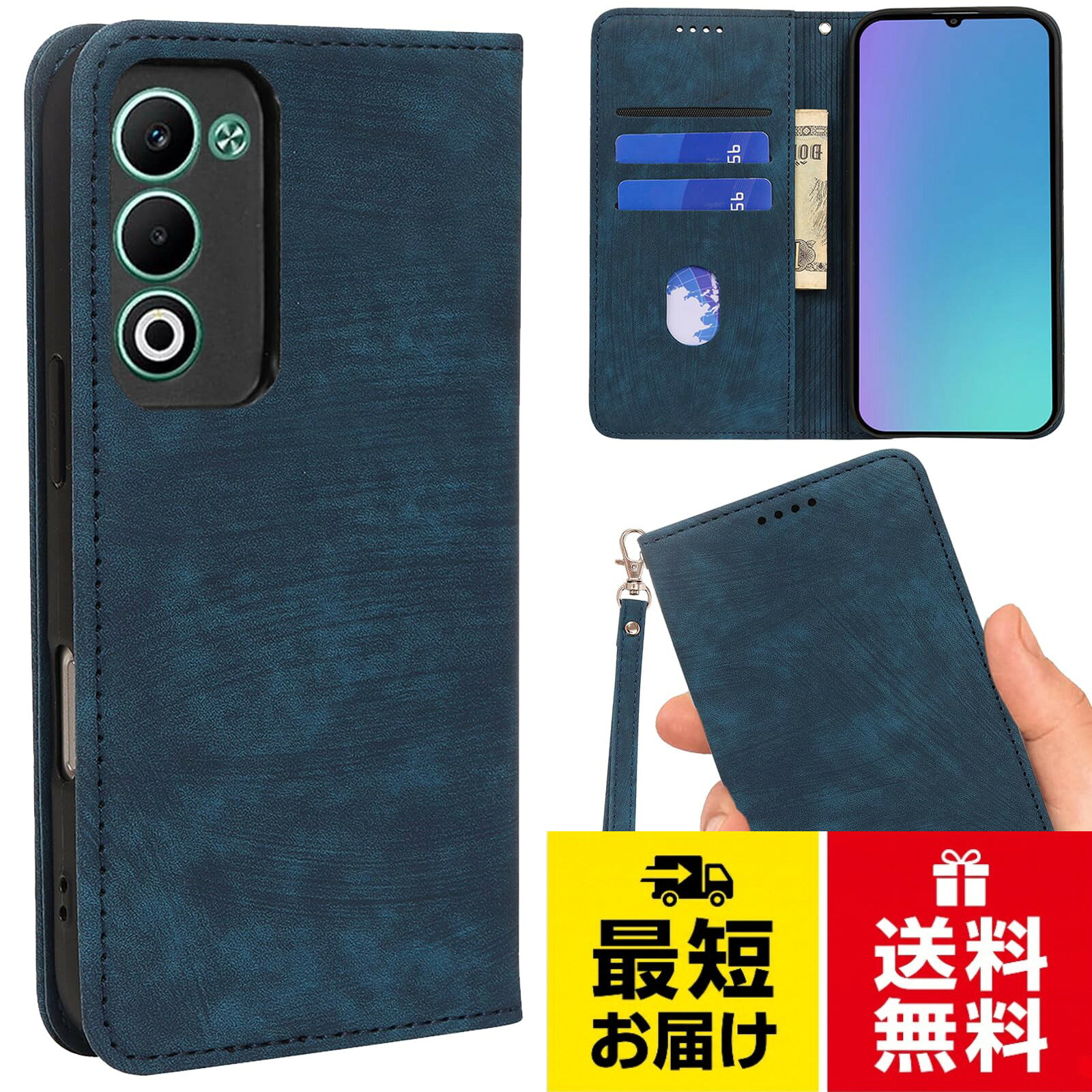 【送料無料】【WenziLior】 OPPO A5 5G 用 ケース 手帳型 ストラップ レザーケース 適用 OPPOA5 5G A502OP ワイモバイル OPG06 au CPH2735 SIMフリー 携帯カバー オッポ A55G 手帳 おっぽ A5 case ストラップ付き