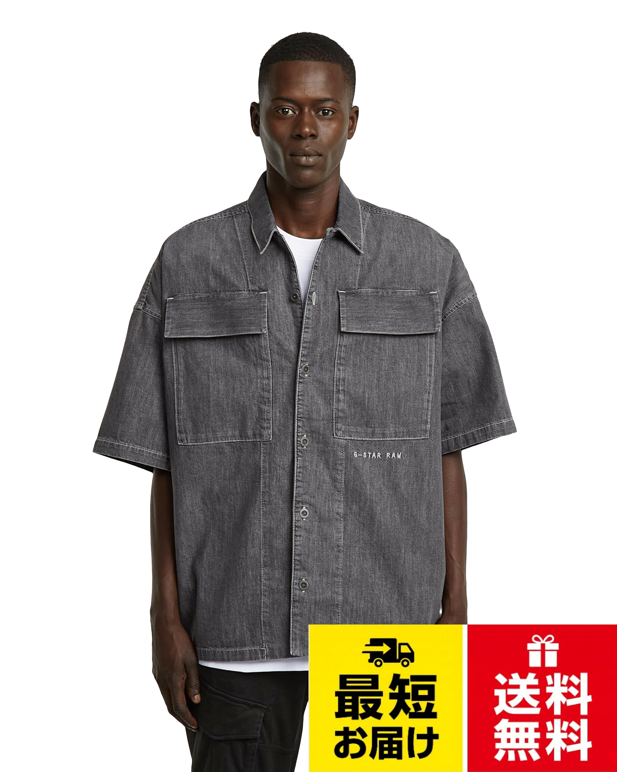 [ジースターロゥ] シャツ メンズ 半袖 オーバーサイズフィット 2 POCKETS BOXY SHIRT Short Sleeve