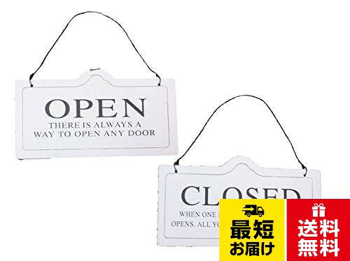 セット内容：open・closedプレート1枚（両面です）。サイズ：w20×h11.5×d1cm　　カラー：ホワイト。ヴィンテージ風のお洒落な雰囲気でお店のイメージUP!!!ace.(エース) ヴィンテージ 調 OPEN CLOSED 両面 プレート 木製 (ホワイト) / ヴィンテージ / ワンサイズ