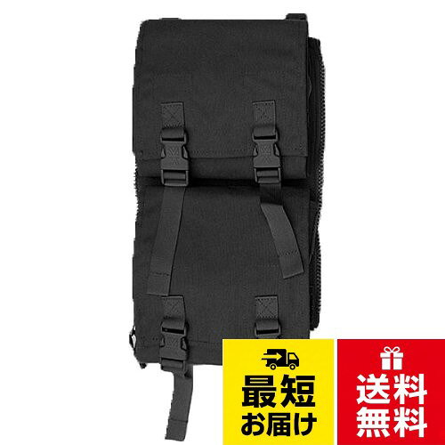 イギリス軍個人装備「PLCE」互換の増設用サイドポケット。カリマーSF バックパック対応(セイバー45、セイバー60-100、セイバー75、セイバー80-130、プレデターパトロール45、プレデター80-130)。サイズ：縦37x横17.8xマチ8cm。素材：KS100e（マルチカムのみ：500デニールナイロン IRR（赤外線反射コーティング加工））。＊この商品は「1個」単位での販売となります。（掲載写真のように両サイドに増設する場合は、「2個」とご注文ください。）karrimor SF Double Omni Side pocket ・ カリマー SF ダブルオムニ サイドポケット (ブラック)