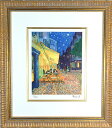 Vincent van Gogh　 The Cafe Terrace on the Place du Forum, Arles, at Night, 【パリの職人が再現するゴッホの筆使い】 リトグラフ版画　ゴッホ「夜のカフェテラス」 本商品はメーカー直送商品です。 店内他商品との同時購入はできませんので、ご注意下さい。 ※受注販売の場合、代金引換はご利用いただけません。 また商品発注後のキャンセルは承れませんのでご了承ください。 ゴッホの名作「夜のカフェテラス」のリトグラフ版画。 アルルのフォルム広場にあるカフェ。 ゴッホは当時普及しはじめた新式のガス灯の人工的な光と、星のやさしい自然な光を対照的に描きました。 額付き、送料無料でのお届けです。 お部屋に、応接間に、また、新築祝いや結婚祝いに、素敵な絵画はいかがでしょうか？ リトグラフとは リトグラフとは、版画の古典的な手法で、18世紀末、ドイツで発明されました。 細かな表現が可能で、現代でも多くの作家がリトグラフでの作品を制作しています。 リトグラフ版画をおすすめする理由 ポスターはデジタル印刷ですが、リトグラフはその名の通り版画です。 リトグラフ版画がポスターと最も大きく異なる点は、制作に刷り師をはじめとした職人が携わっているということ。 刷り師職人には色彩感覚や版画の技術はもとより、作家が意図する表現を理解し再現する芸術的センスが要求されます。 そのため、リトグラフ版画はポスターの様な単純な色のコピーと異なり、原画に匹敵する美しさを再現できるのです。 そして本作品の制作に携わったのは、フランス、パリのリトグラフ工房「アールリト工房」。 アルシンスキー、アルマン、アイズピリ、ギヤマン、ジャンセン、ワイズバッシュらのアーティストも制作を依頼する工房です。 そして制作のアドバイザーには、「エディション・ダール・ド・フランコニー」の創業者であり世界的な美術鑑定家でもあるジェラール・ド・フランコニー氏。 「エディション・ダール・ド・フランコニー」はピカソやミロ、シャガールのリトグラフの制作も任された名門の版元。 長年の経験で培った確かな芸術的知識とセンスで、作者の作品を理解し、その意図を判に落とし込みます。 オリジナルの作品を忠実に再現したリトグラフ版画をお楽しみ下さい。 エディションナンバー（限定数）について エディションナンバーは、作品シート余白部分に「2/500」のように分数で書き込まれており、この場合500枚刷られたうちの2枚目ということになります。 また、作品には作家や刷師の刷り込みサインが入っています。これは、その作品がきちんとした工房で刷られたという証でもあります。 額について 本商品は額装してお送り致します。 額およびマット部分は、ご注文をお受けしてから、作品に合わせてプロの手で制作しております。 そのため、お届けまで一週間から10日ほどお時間を頂いております。 ・額の標準的な仕様 使用素材：マット・天然木の集合材・アクリル板 色：ゴールド 付属：黄色の布袋入り。裏面に紐付。 サイズ 作品部分：23cmx18cm 額寸：41cm×36cm　