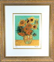 Vincent van Gogh　〜Sunflowers〜 【リトグラフ版画】 ゴッホ　「12輪のひまわり」 本商品はメーカー直送商品です。 店内他商品との同時購入はできませんので、ご注意下さい。 ※受注販売の場合、代金引換はご利用いただけません。 また商品発注後のキャンセルは承れませんのでご了承ください。 ゴッホの名作「12輪のひまわり」のリトグラフ版画。 ゴッホは愛と信仰の象徴であるひまわりを自分の分身であるかのように何点も描きました。 ひまわりはゴッホ自身を表現したものと言われています。 額付き、送料無料でのお届けです。 お部屋に、応接間に、また、新築祝いや結婚祝いに、素敵な絵画はいかがでしょうか？ リトグラフとは リトグラフとは、版画の古典的な手法で、18世紀末、ドイツで発明されました。 細かな表現が可能で、現代でも多くの作家がリトグラフでの作品を制作しています。 リトグラフ版画をおすすめする理由 ポスターはデジタル印刷ですが、リトグラフはその名の通り版画です。 リトグラフ版画がポスターと最も大きく異なる点は、制作に刷り師をはじめとした職人が携わっているということ。 刷り師職人には色彩感覚や版画の技術はもとより、作家が意図する表現を理解し再現する芸術的センスが要求されます。 そのため、リトグラフ版画はポスターの様な単純な色のコピーと異なり、原画に匹敵する美しさを再現できるのです。 そして本作品の制作に携わったのは、フランス、パリのリトグラフ工房「アールリト工房」。 アルシンスキー、アルマン、アイズピリ、ギヤマン、ジャンセン、ワイズバッシュらのアーティストも制作を依頼する工房です。 そして制作のアドバイザーには、「エディション・ダール・ド・フランコニー」の創業者であり世界的な美術鑑定家でもあるジェラール・ド・フランコニー氏。 「エディション・ダール・ド・フランコニー」はピカソやミロ、シャガールのリトグラフの制作も任された名門の版元。 長年の経験で培った確かな芸術的知識とセンスで、作者の作品を理解し、その意図を判に落とし込みます。 オリジナルの作品を忠実に再現したリトグラフ版画をお楽しみ下さい。 エディションナンバー（限定数）について エディションナンバーは、作品シート余白部分に「2/500」のように分数で書き込まれており、この場合500枚刷られたうちの2枚目ということになります。 また、作品には作家や刷師の刷り込みサインが入っています。これは、その作品がきちんとした工房で刷られたという証でもあります。 額について 本商品は額装してお送り致します。 額およびマット部分は、ご注文をお受けしてから、作品に合わせてプロの手で制作しております。 そのため、お届けまで一週間から10日ほどお時間を頂いております。 ・額の標準的な仕様 使用素材：マット・天然木の集合材・アクリル板 色：ゴールド 付属：黄色の布袋入り。裏面に紐付。 サイズ 作品部分：24cmx18cm 額寸：42cm×37cm　