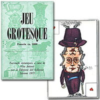 JEU GROTESQUE PLAYING CARD 【復刻トランプを数量限定販売】グロテスクカード イタリアのカードメーカーSOLLEONE DI VITO ARIENTIが、1800年に使用されていたフランスのトランプを復刻しました。1977年に999部限定で出版されたこのカードは、海外のカードコレクターの間でも人気の一品。当店でも数量が限られているため、品切れ次第販売終了です。シリアルナンバー付き。 EDIZIONI DEL SOLLEONE DI VITO ARIENTIカードに描かれているのはだまし絵のような奇妙な絵。 タイトルの「グロテスク」とは、今日では奇怪・醜怪・奇抜なものを指す総称的な形容詞として使われていますが、もとは美術様式を表す言葉で、カードに描かれたような対称的なパターン配置も、グロテスク様式の特徴の一つです。 また、フランスの地方札（その国独自のカード）によく見られる32枚構成になっています。 ■ご購入前に必ずお読みください■ こちらは絶版品の為大変希少な商品です。新品ではございますがパッケージの色褪せ、若干のキズ、箱角のつぶれ等、全体的に経年劣化による傷みがございます。 あらかじめご了承の上、ご購入下さい。カードサイズ：60×96mm枚数：32枚 輸入国：イタリア　
