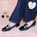 【日本製】 HS 大きめ ビジュー キラキラ ローファー パンプス レディース ヒール 3E 歩きやすい 痛くない 50代 エナメル