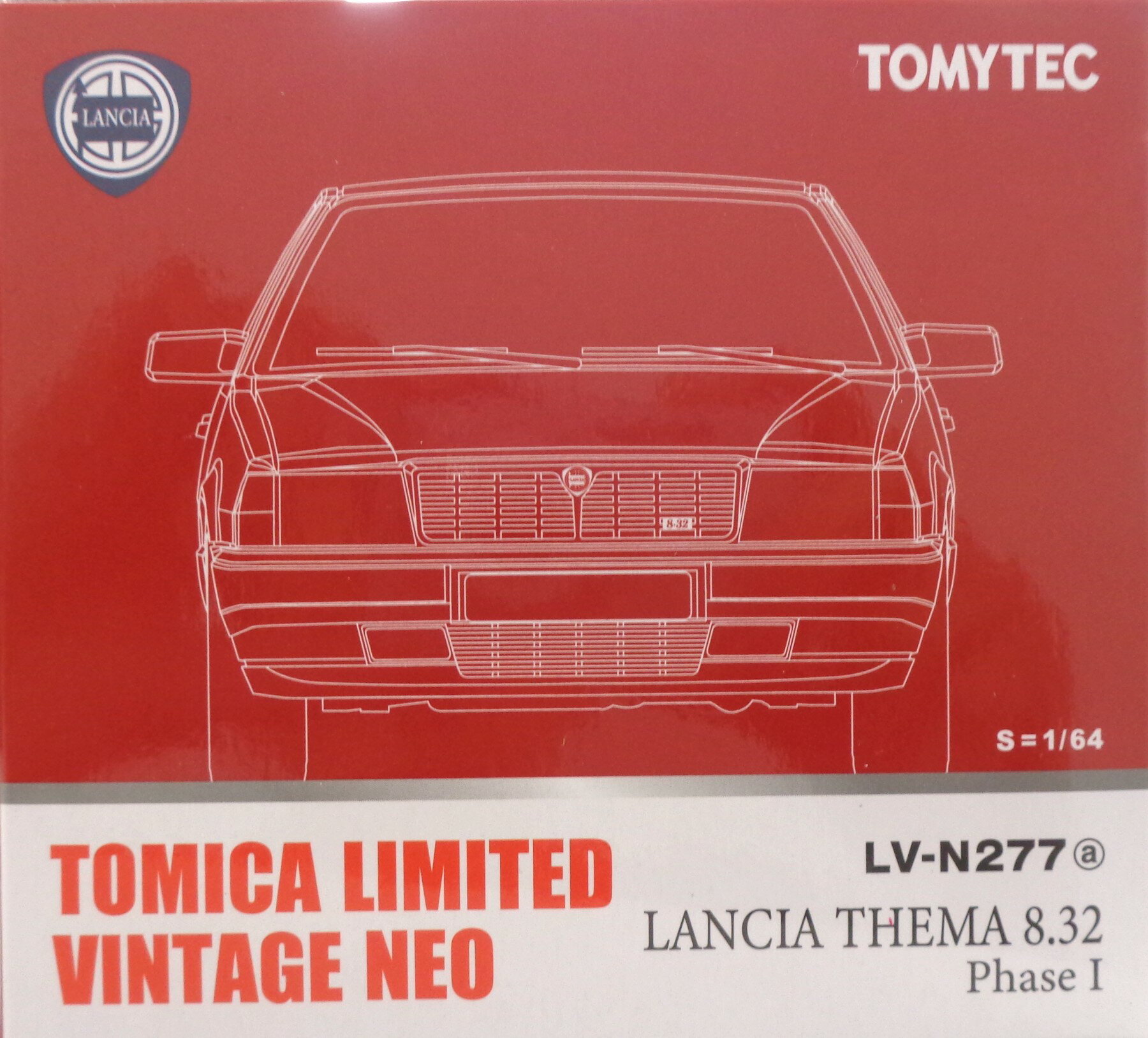 【中古】1/64 TOMYTEC(トミーテック) トミカリミテッドヴィンテージNEO LV-N277a ランチア テーマ 8.32 フェーズI(赤) 【B】 ※開封品・外箱に若干の傷みあり　※商品の性質上多少の塗装ムラ等はご容赦下さい