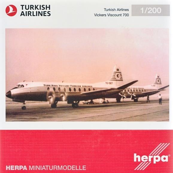 【中古】1/200 herpa(ヘルパ) 572866 ビッカーズ バイカウント700 トルコ航空 TCSES 【B】 開封品、箱少し傷みあり メーカー出荷時の塗装ムラ等はご容赦ください