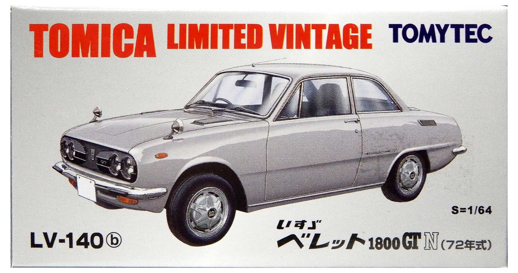 【中古】1/64 TOMYTEC(トミーテック) トミカリミテッドヴィンテージ LV-140b ベレット1800GTN(銀)72年式 【B】 外箱開封済・外箱傷み / 性質上、多少の塗装ムラ等はご容赦ください