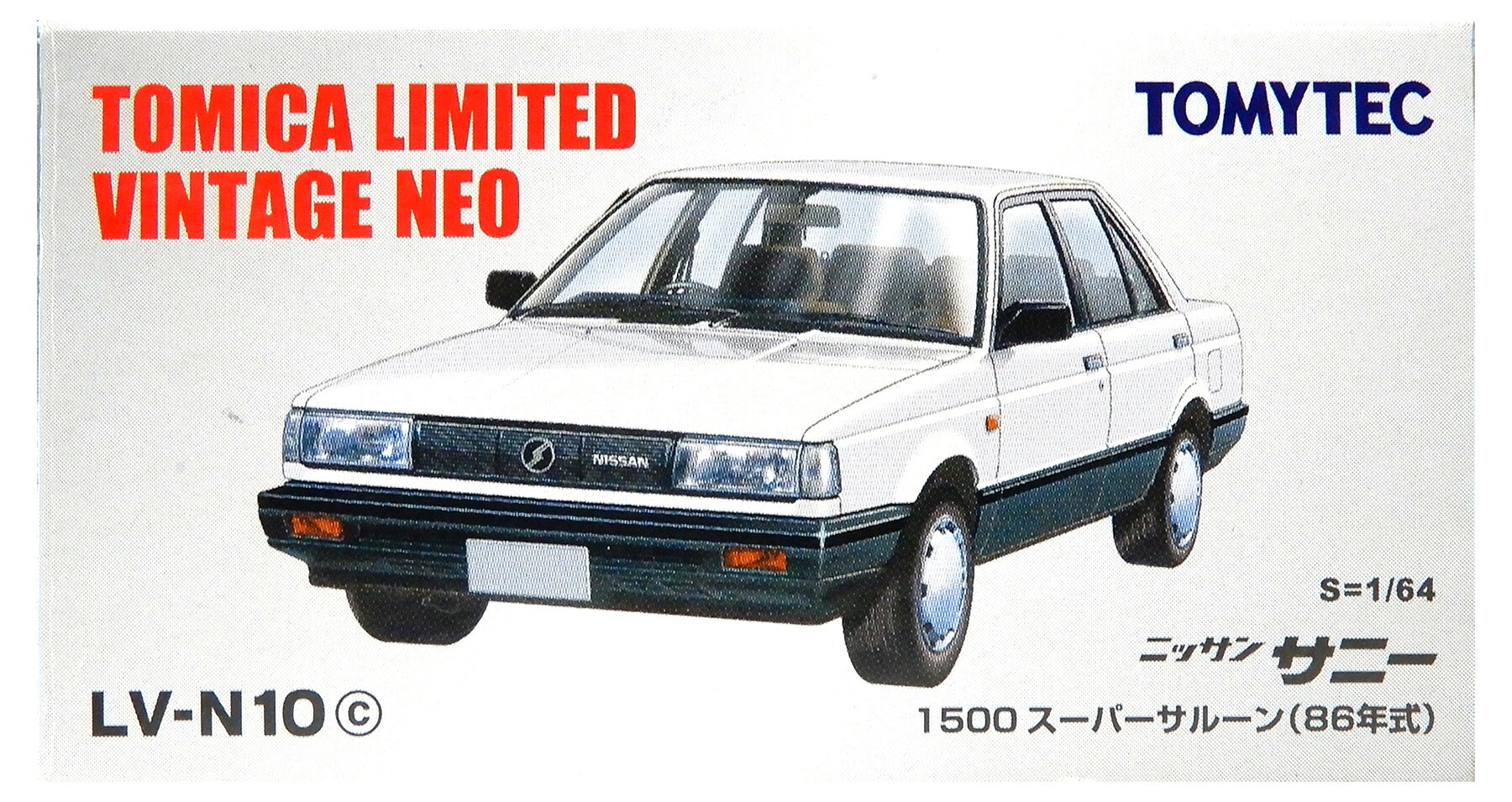 【中古】1/64 TOMYTEC(トミーテック) トミカリミテッドヴィンテージNEO LV-N10c サニー1500スーパーサルーン (白/グレー) 【B】 外箱開封済・外箱傷み / 性質上、多少の塗装ムラ等はご容赦ください