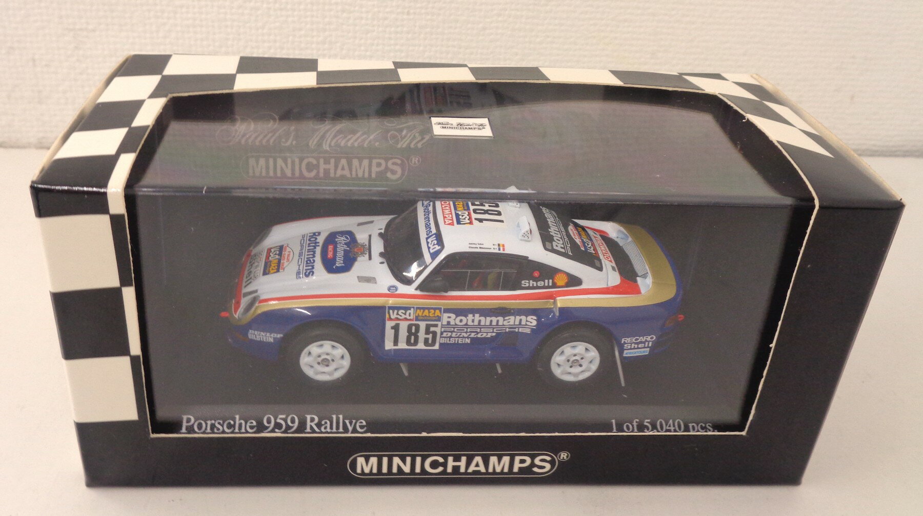  その他 スケールミニカー(1/43) P.M.A/ミニチャンプス 　 Porsche 959 Rallye Paris-Dakar 1986 DUNLOP #185  ※若干の外箱傷みあり/商品の性質上多少の塗装ムラ等はご容赦下さい