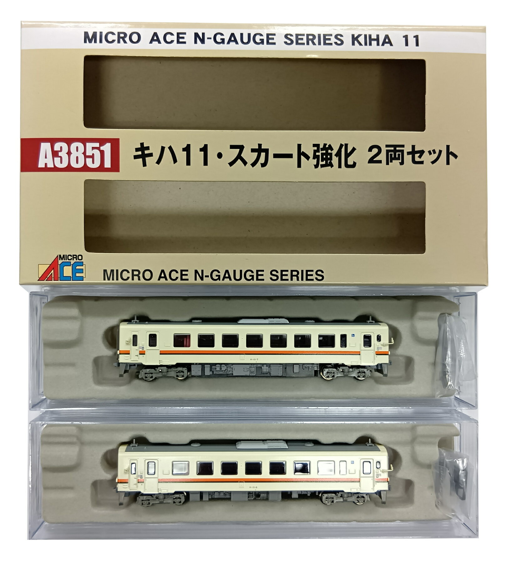 樂天商城 - 【中古】Nゲージ マイクロエース A3851 キハ11 スカート強化 2両セット 【C】 ボディマウントTNカプラーへ交換/シール貼付け残有