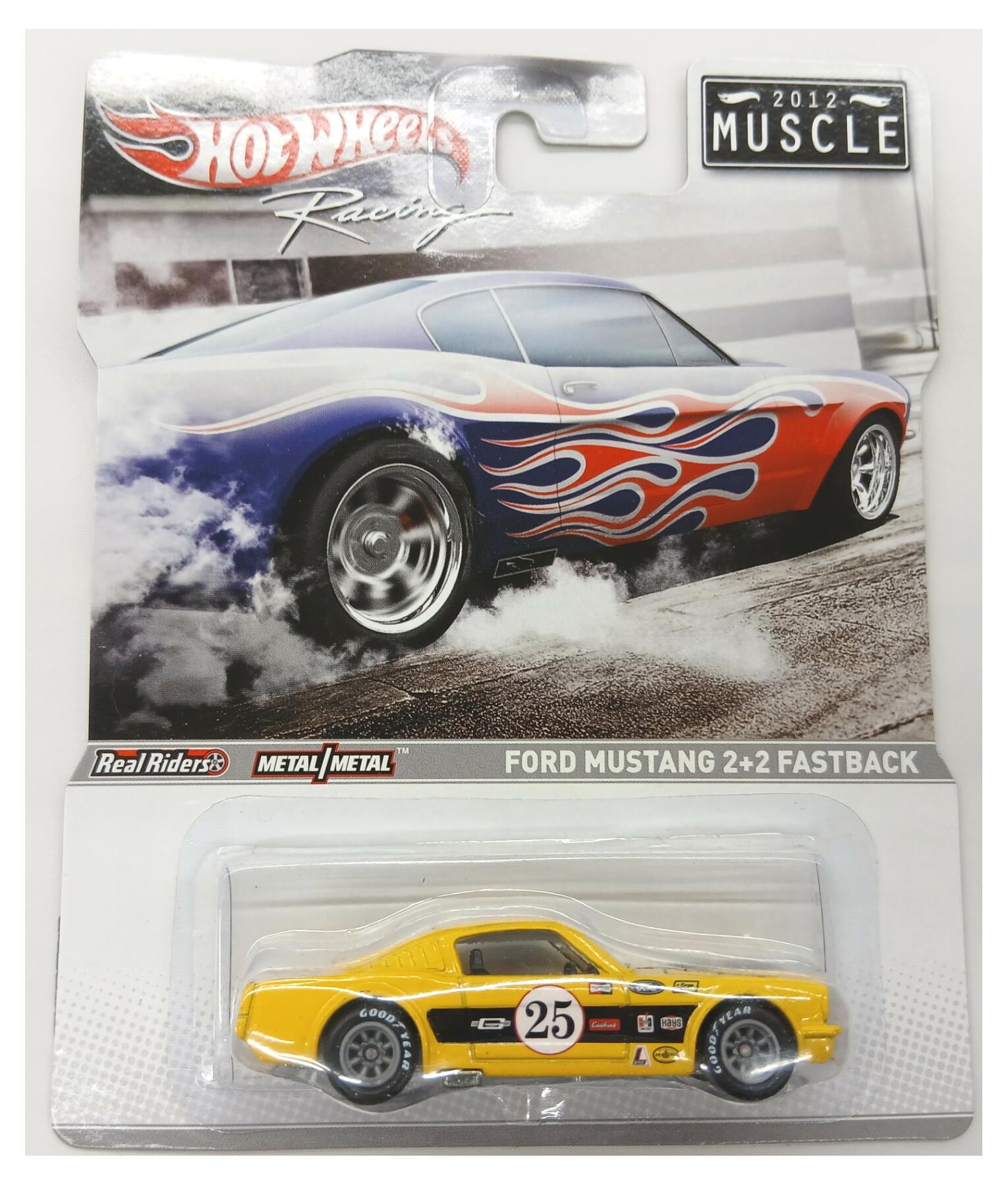 【中古】 その他 スケールミニカー(1/64・その他) ホットウィール　FORD MUSTANG 2+2 FASTBACK 2012 MUSCLE 黄色 #25 【A´】 ※未開封・台紙に若干の傷みあり・商品の性質上多少の塗装ムラ等はご容赦ください