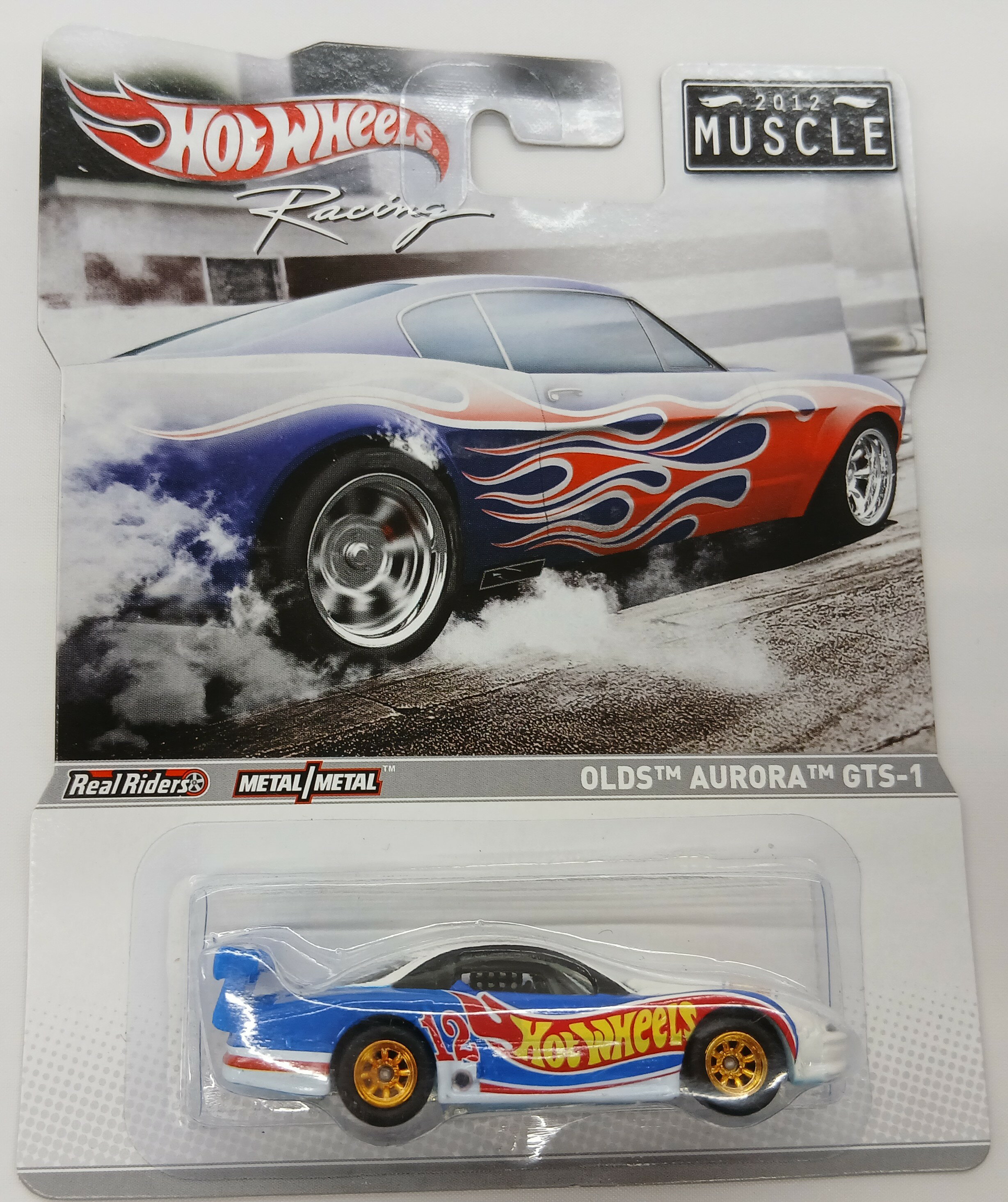 【中古】 その他 スケールミニカー(1/64・その他) ホットウィール OLDS AURORA GTS-1 2012 MUSCLE 白/青 #12 【A´】 ※未開封・台紙に若干の傷みあり・商品の性質上多少の塗装ムラ等はご容赦ください