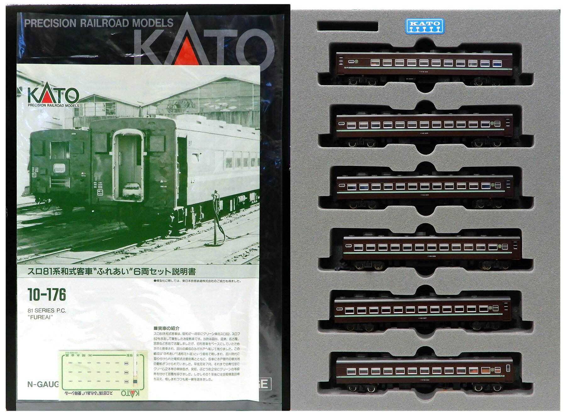 樂天商城 - 【中古】Nゲージ KATO(カトー) 10-176 スロ81系 和式客車 “ふれあい” 6両セット 【ジャンク】 ライトやや難あり / 電球室内灯取付・ライトちらつき / シール貼付済 / 車内色入れ / 使用・経年感・汚れ