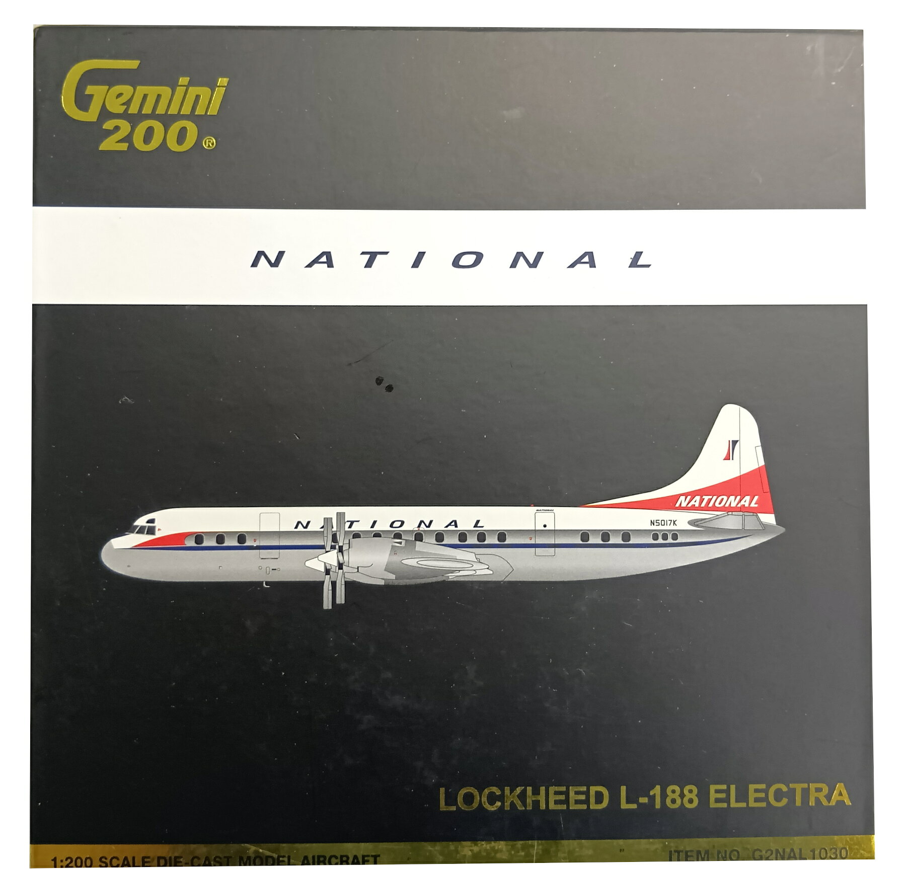 【中古】 その他 完成品(航空機) 民間機 Gemini jets 1/200 L-188A ナショナル・エアラインズ N5017K polished belly 【C】 若干塗装荒れ有/外箱傷み
