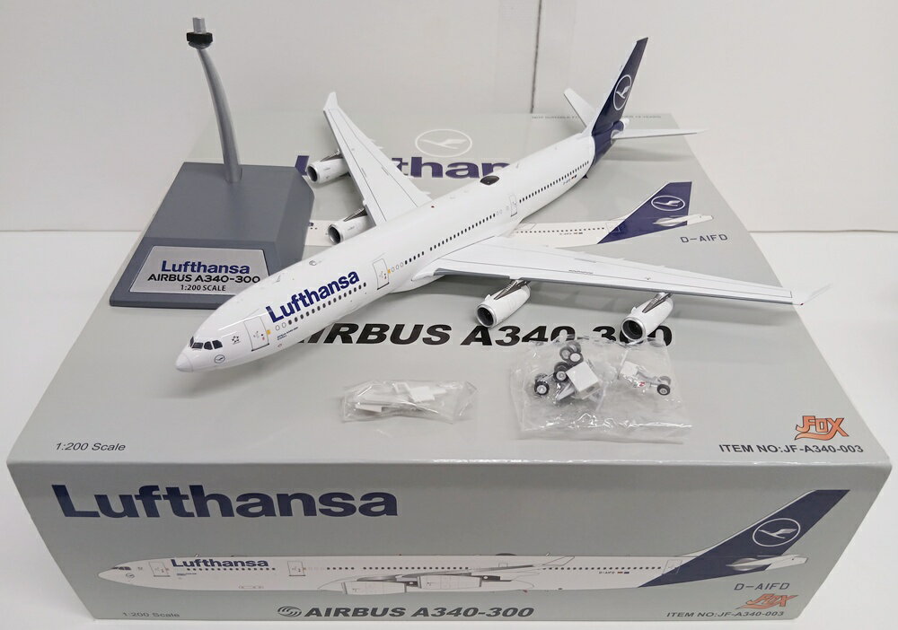 樂天商城 - 【中古】 その他 完成品(航空機) 民間機 1/200 JFOX JF-A340-003 A340-300 ルフトハンザドイツ航空 D-AIFD 【D】 外箱多少傷み　機体にキズ、塗装傷み 台座傷み　※商品の性質上、多少の塗装ムラ等はご了承ください。