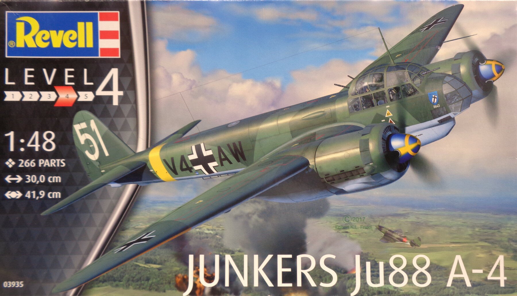 【中古】 その他 プラモデル(航空機) 軍用機 レベル 1/48 ユンカース JU88 A-4 【B】 ※外箱開封・内袋未開封・未組立・外箱に擦れやヒビなどの傷みあり