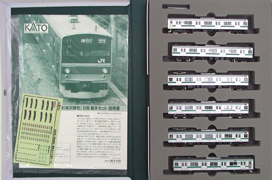 樂天商城 - 【中古】Nゲージ KATO(カトー) 10-406+10-407 205系 埼京線色 基本+増結 10両セット 2000年ロット 【C】 外スリーブ傷み 基本セット5両目：側面帯色ハゲ