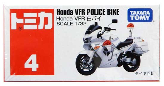 【中古】1/32 タカラトミー トミカ No.4 ホンダ VFR800 白バイ(ホワイト/赤箱) 【B】 外箱開封済・外箱傷み / 性質上、多少の塗装ムラ..