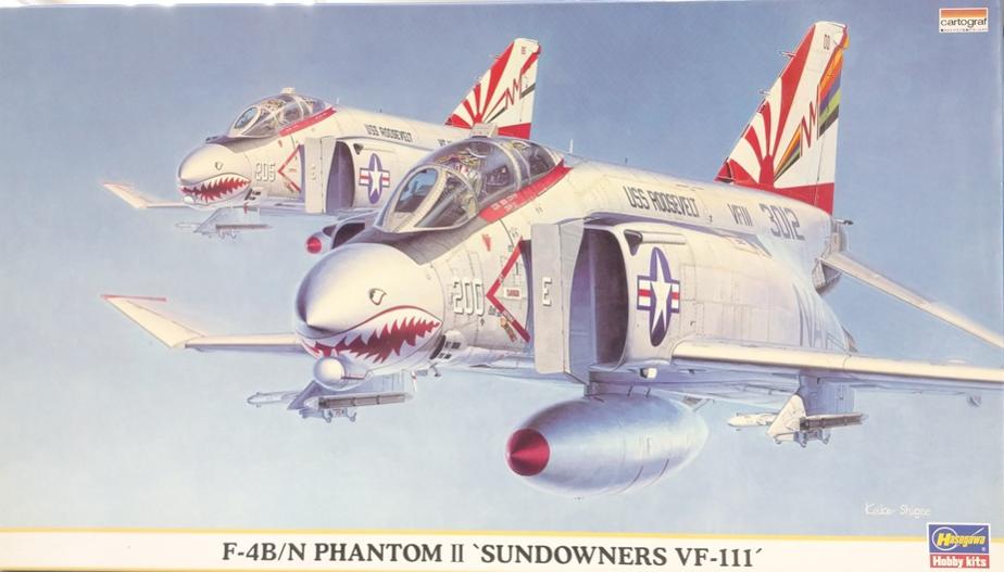【中古】1/72 ハセガワ 00365 F-4B/N ファントムII サンダウナーズ VF-111 【A´】 未組立、箱少し傷みあり