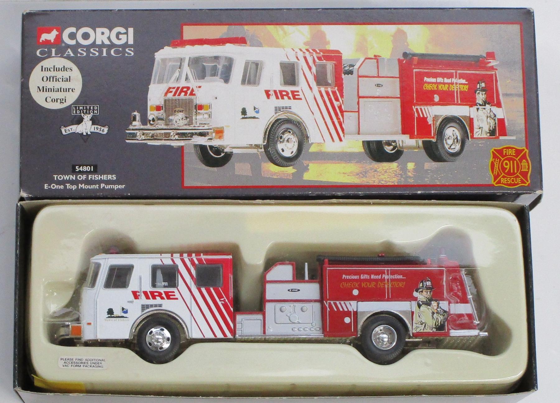 【中古】 その他 スケールミニカー(1/64・その他) コーギー タウンオブフィッシャーズ E-One トップマウントポンプ車 【ジャンク】 開封品/箱傷み、破れ、少し汚れあり/内ブリスターパッケージ傷み、割れ、少し汚れあり
