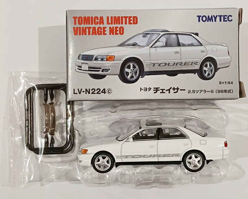 【中古】1/64 TOMYTEC(トミーテック) トミカリミテッドヴィンテージNEO LV-N224c トヨタ チェイサー 2.5ツアラーS (白)98年式 【C】 外箱傷み、パーツ未使用　※メーカー出荷時からの塗装ムラ等はご容赦ください。