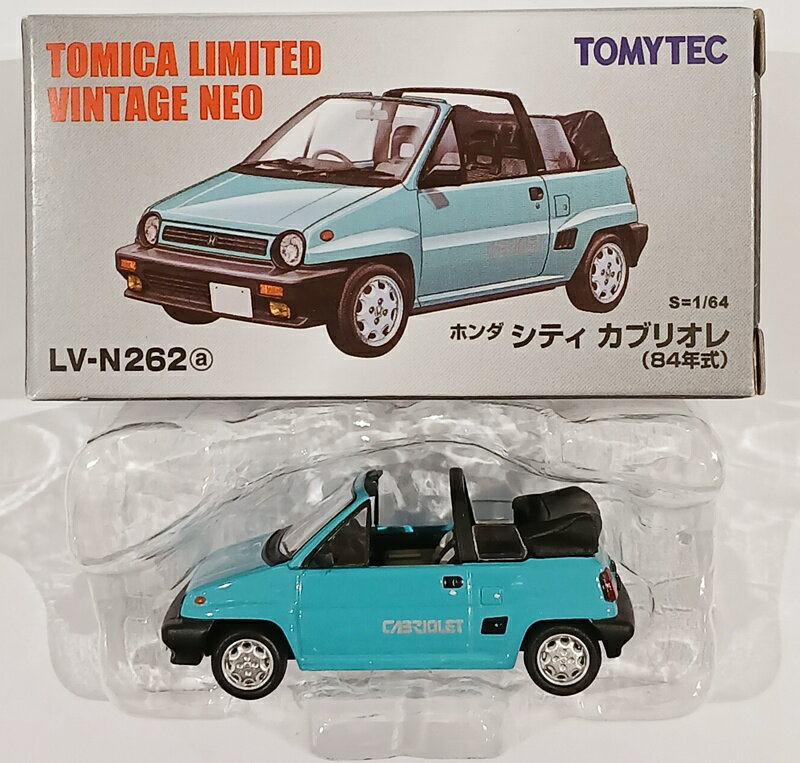 汽車 - 【中古】1/64 TOMYTEC(トミーテック) トミカリミテッドヴィンテージNEO LV-N262a ホンダ シティ カブリオレ(水色)84年式 【B】 外箱多少傷み　※メーカー出荷時からの塗装ムラ等はご容赦ください。