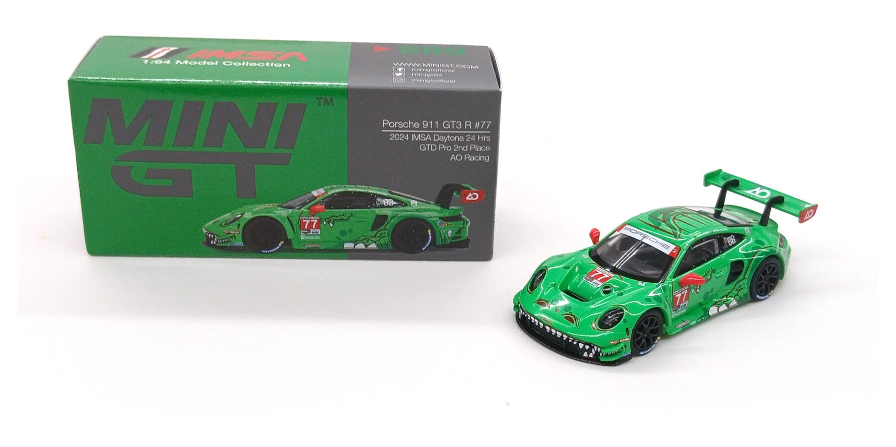 【中古】 その他 スケールミニカー(1/64・その他) MINI GT 889 1/64 ポルシェ 911 GT3 R IMSA デイトナ24時間 GTD Pro 2位入賞車 2024 #77 AO Racing 【B】 ※開封品・外箱に若干の傷みあり・商品の性質上多少の塗装ムラ等はご容赦ください