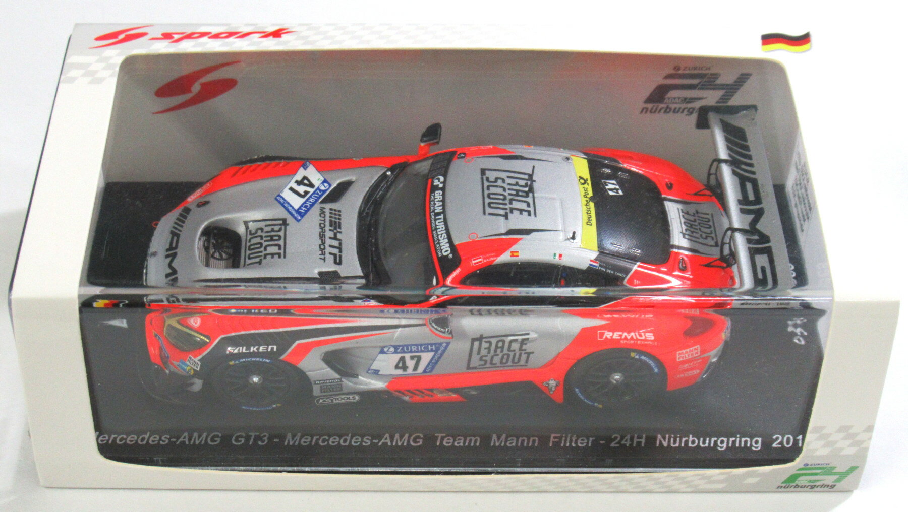 【中古】1/43 Spark model(スパークモデル) SG419 Mercedes-AMG GT3 No.47 Mercedes-AMG Team Mann Filter 24H Nurburgring 2018 【C】 外箱若干傷み・開封済/メーカー出荷時からの塗装ムラ等はご容赦ください