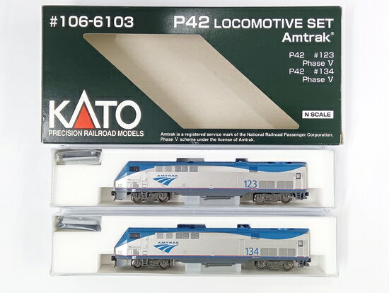 Nゲージ KATO(カトー) 106-6103 P42 LOCOMOTIVE SET Amtrak PhaseV  外箱傷み / 各車：走行による車輪メッキ傷み / #123：側面スジ傷