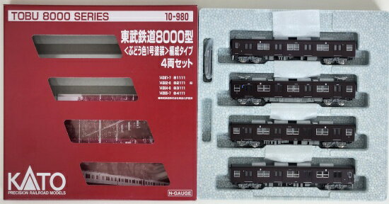 樂天商城 - 【中古】Nゲージ KATO(カトー) 10-980 東武鉄道8000型(ぶどう色1号塗装)編成タイプ 4両セット 【A´】 外箱傷み