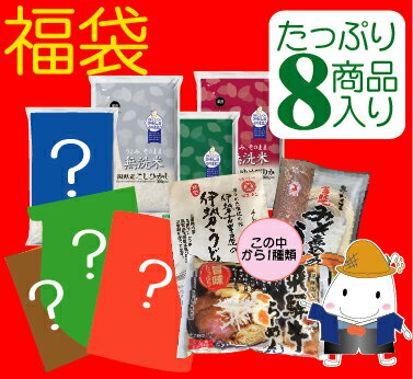 ★無洗米入り福袋(計8点)★【送料無料】ゆめぴりか・新潟コシヒカリも！ハーベストシーズン令和元年産 人気銘柄お試し300g×4種・東海三県有名食材3種セット・選べる東海三県ご当地麺1種類【北海道沖縄へは別途送料760円】