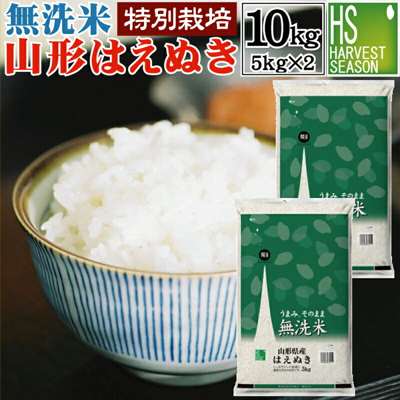 [100円クーポン] 無洗米 特別栽培米 山形県産はえぬき 10kg 5kg×2袋 令和3年産[送料無料] 【あす楽_土曜営業】Shop Of The Year 米大賞[北海道沖縄へは別途送料760円]