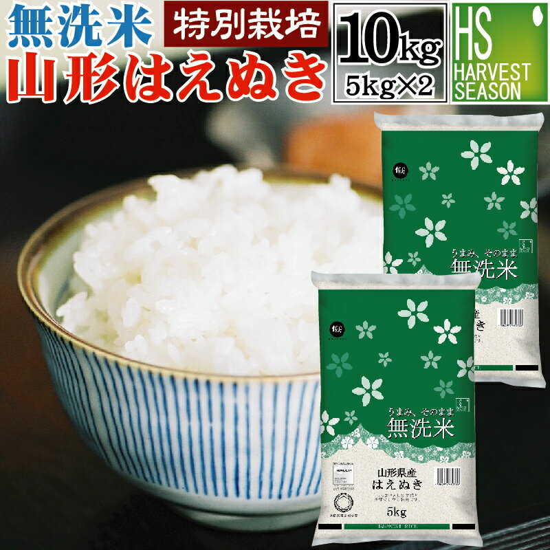 無洗米 山形県産はえぬき 10kg 5kg×2袋 特別栽培米 令和5年産[送料無料]Shop Of The Year 米大賞[北海道沖縄へは別途…