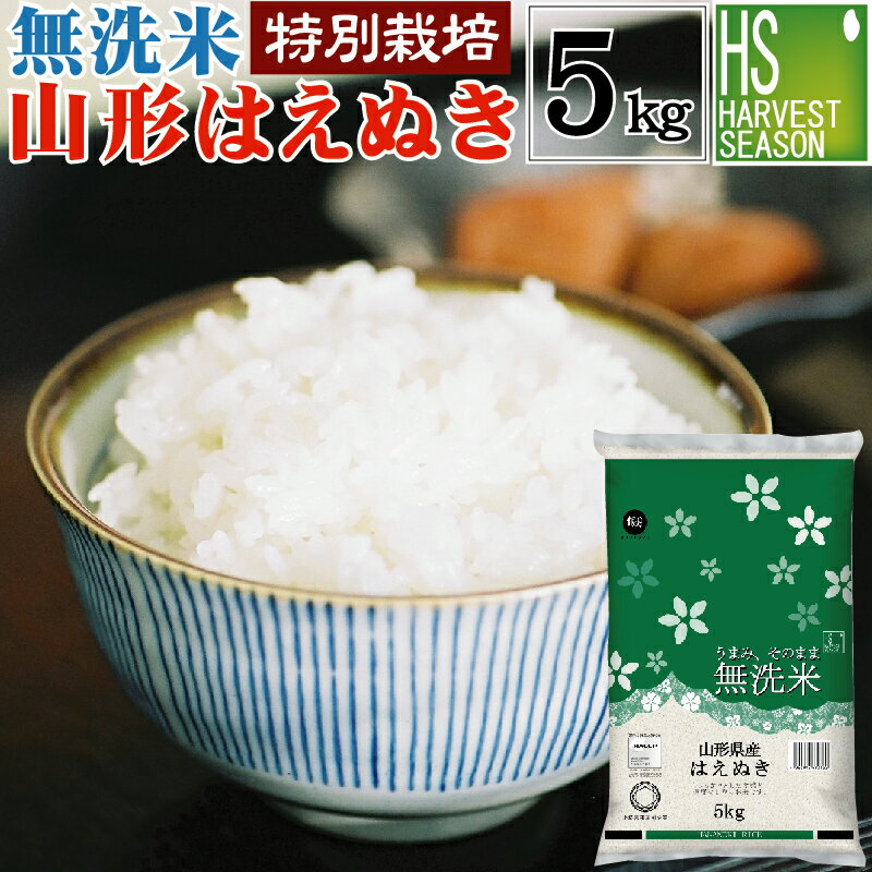 無洗米 特別栽培米 山形県産 はえぬき 5kg 令和5年産 [送料無料] Shop Of The Year 米大賞 [北海道沖縄へは別途送料760円] 【コンビニ受取 コンビニ決済 後払い 可】