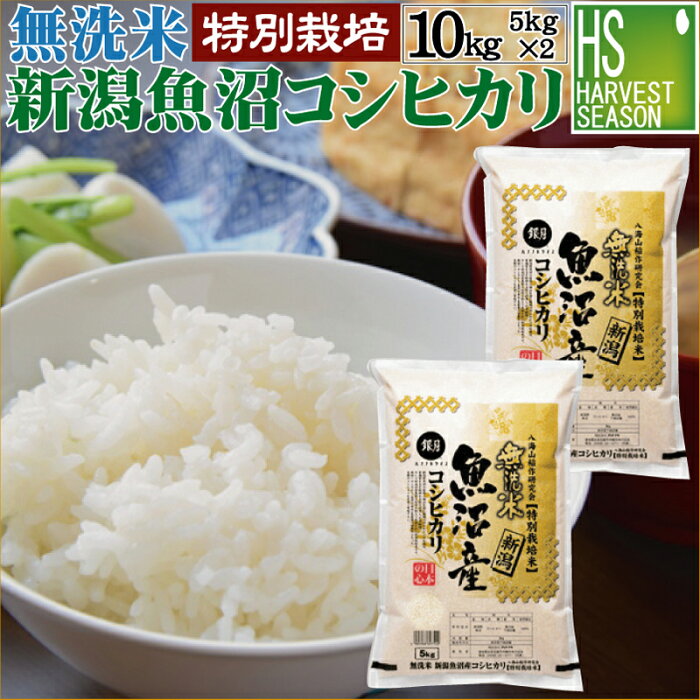 無洗米 特別栽培米 新潟県魚沼産コシヒカリ 10kg 5kg×2袋 令和3年産【送料無料】【あす楽_土曜営業】【食味ランク特A】 Shop Of The Year 米大賞 [北海道沖縄へのお届けは別途送料760円]MU