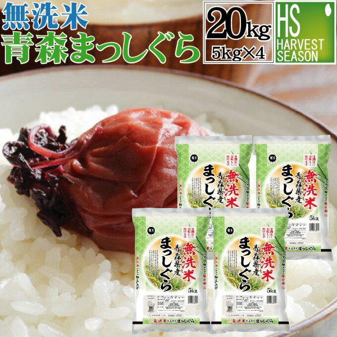 無洗米 青森県産 まっしぐら 20kg 5kg×4袋 令和3年産 【送料無料】【あす楽_土曜営業】 あきたこまちの孫 ショップ オブ ザ イヤー米大賞 [北海道沖縄へは別途送料760円] 【コンビニ受取 コンビニ決済 後払い 可】