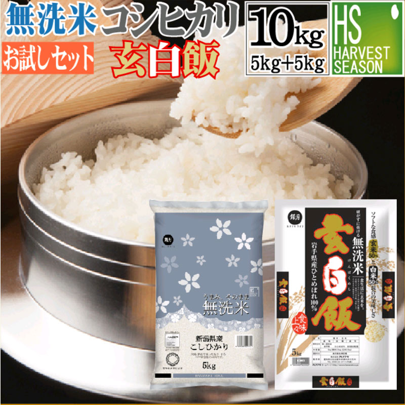 令和5年産 無洗米 新潟コシヒカリ 5kg と 玄白飯 5kg 計10kg 【組み合わせセット】 送料無料 [北海道沖縄へは別途送料760円] 【コンビニ受取 コンビニ決済 後払い 可】