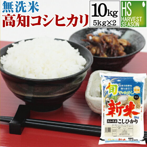 新米 無洗米 高知県産コシヒカリ10kg(5kg×2袋) 令和元年産 1年産【送料無...