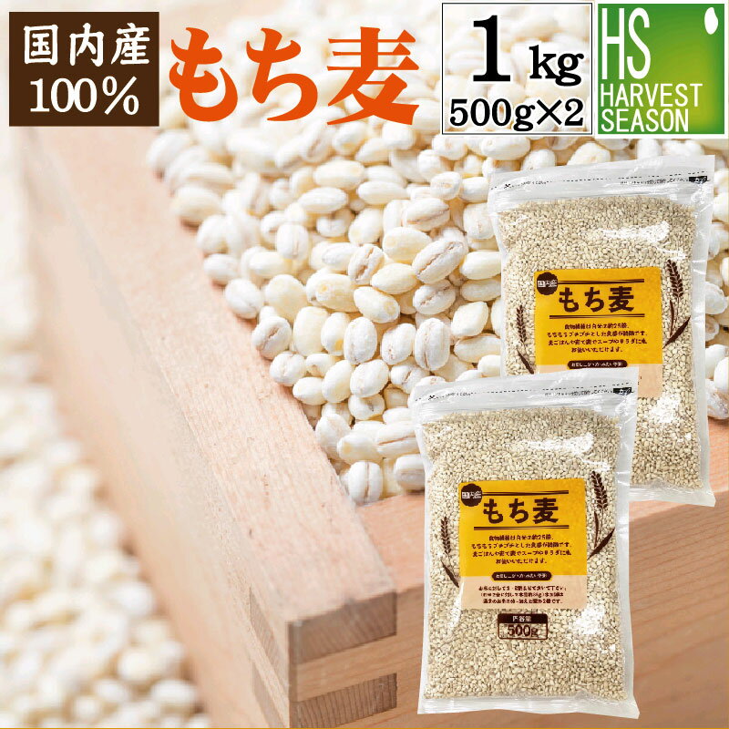 [期間限定P20倍] 雑穀 国内産もち麦 計1kg(500g×2袋)【メール便送料無料】[代引＆日時指定不可]100％国内産もち麦(大…