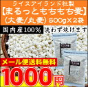 【予約：4月6日以降発送】国産100％まるっともちもち麦(大麦/丸麦)計1kg(500g×2袋...