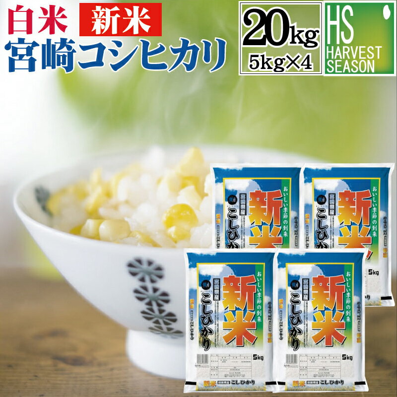 [新米お届け開始] [全品P3倍]令和5年産 白米 宮崎県産コシヒカリ 20kg 5kg×4袋 [150円OFFクーポン] [あす楽_土曜営業] 送料無料 白米 精白米[お中元 のし 同梱無料対応可][北海道沖縄へは別途送料760円][コンビニ受取 コンビニ決済 後払い 可]