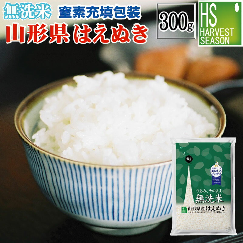 [期間限定P5倍]令和5年産 無洗米 山形県産はえぬき300g(2合)[3袋までメール便可(送料250円)/代引＆日時指定不可][4袋…