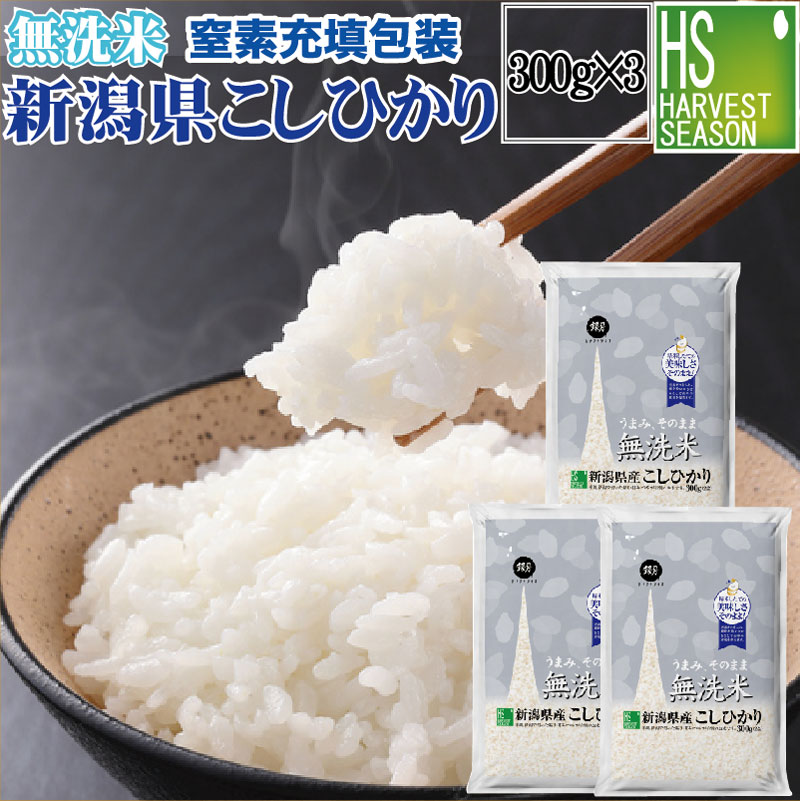 令和5年産 無洗米 新潟県産コシヒカリ300g(2合)×3袋お試し特価1000円 