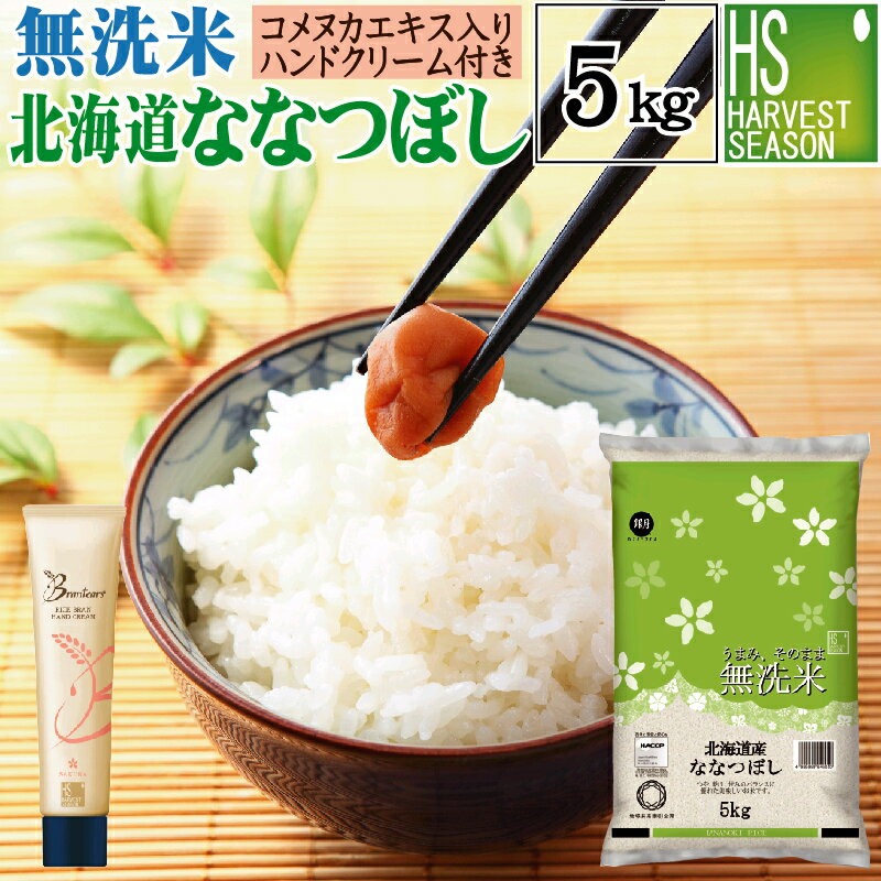 令和5年産 無洗米 北海道産 ななつぼし 5kg ＋brantears ライスブラン セラムイン ハンドクリーム 40g×1本 