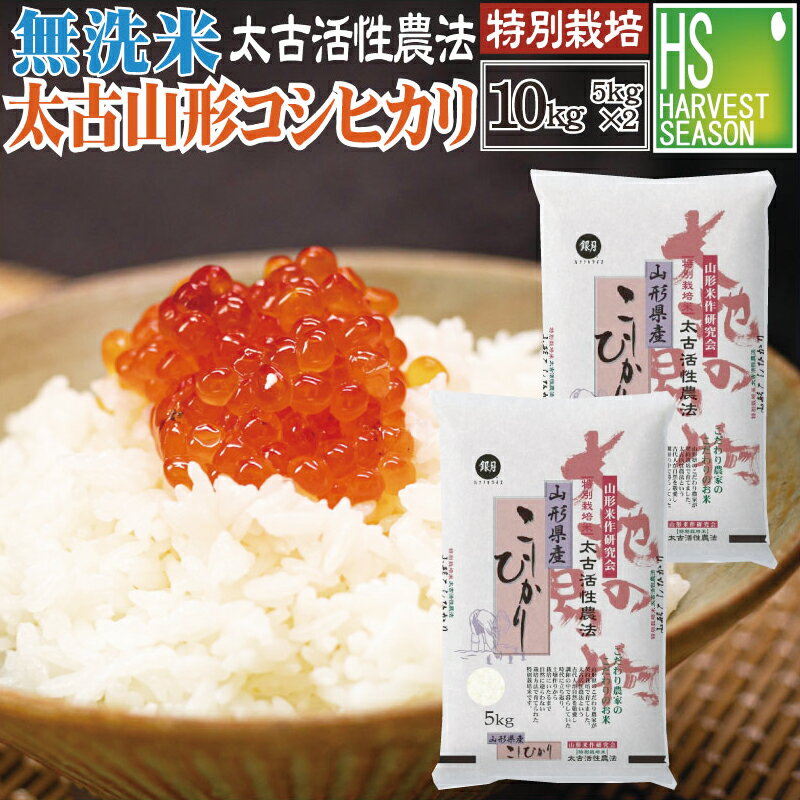 [売り尽くしセール][太古活性農法]無洗米 令和4年産 山形県産コシヒカリ10kg 5kg×2袋 [特別栽培米][あす楽_土曜営業][送料無料] 精米HACCP認定工場 [北海道沖縄への配送 別途送料760円][コンビニ受取 コンビニ決済 後払い 可]