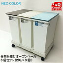 【送料無料】新輝合成株式会社 ネオカラー分別台座付オープンペール3個セット(20L×3個 合計60L) 台座＋キャスター付き 分別ペール(ゴミ..