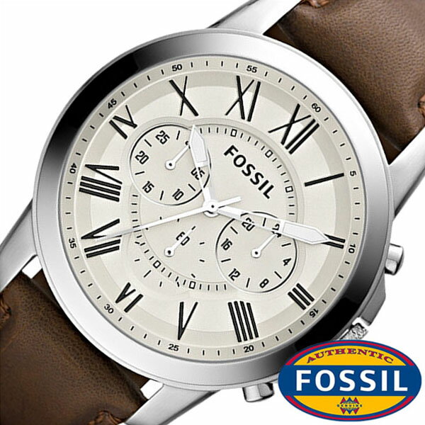 フォッシル フォッシル腕時計 FOSSIL時計 FOSSIL 腕時計 フォッシル 時計 グラント GRANT メンズ ホワイト FS4735 革 ベルト クロノ グラフ ブラウン シルバー アイボリー クリーム 人気 新社会人 彼氏 旦那 夫 息子 プレゼント ギフト 新社会人 新生活 新社会人