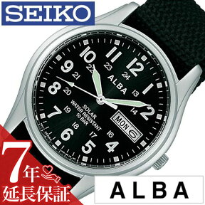 セイコー アルバ 腕時計 SEIKO ALBA 時計 セイコーアルバ SEIKOALBA アルバ時計 アルバ腕時計 メンズ ブラック AEFD557 ナイロン ベルト 正規品 防水 ソーラー シルバー シンプル 新社会人 彼氏 旦那 息子 SOLAWAT プレゼント ギフト 新生活 新社会人 父の日