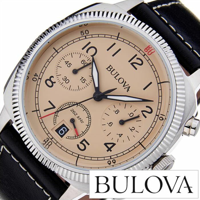 ブローバ 腕時計 BULOVA 時計 ブローバ 時計 BULOVA 腕時計 ミリタリー MILITARY メンズ アイボリー 96B231 アメリカ アメリカンブランド ブランド 革 クロノグラフ ブラック シルバー ミリタリーウォッチ プレゼント ギフト 新生活 新社会人 父の日