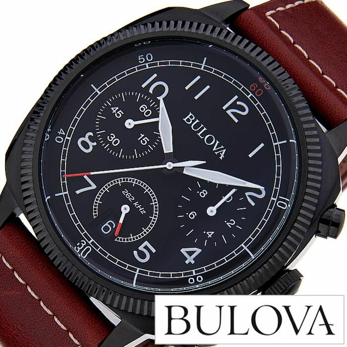 ブローバ 腕時計 BULOVA 時計 ブローバ 時計 BULOVA 腕時計 ミリタリー MILITARY メンズ ブラック 98B245 アメリカ アメリカンブランド 人気 ブランド 革 ベルト クロノグラフ ブラウン ミリタリーウォッチ プレゼント ギフト 新生活 新社会人 父の日